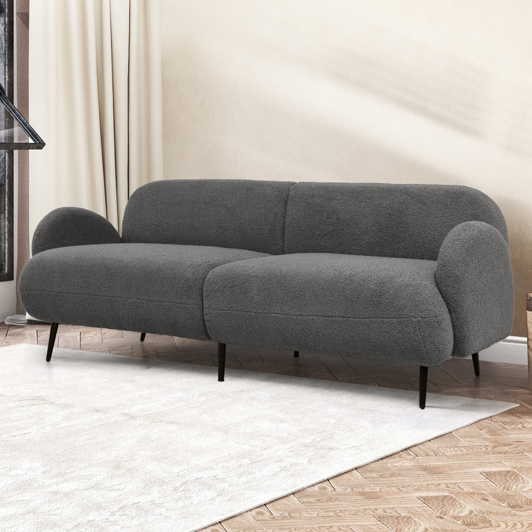 Levede Cloud Sofa 3 Seater Sherpa Fleece Beige-1910112207107133446