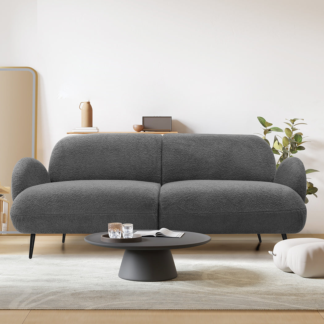 Levede Cloud Sofa 3 Seater Sherpa Fleece Beige-1910112207107133447