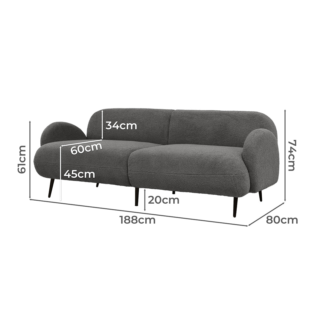 Levede Cloud Sofa 3 Seater Sherpa Fleece Beige-1910112207107133442