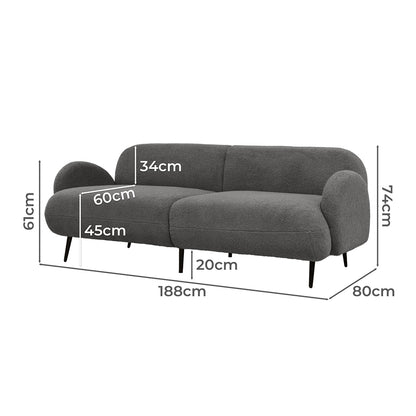 Levede Cloud Sofa 3 Seater Sherpa Fleece Beige-1910112207107133442