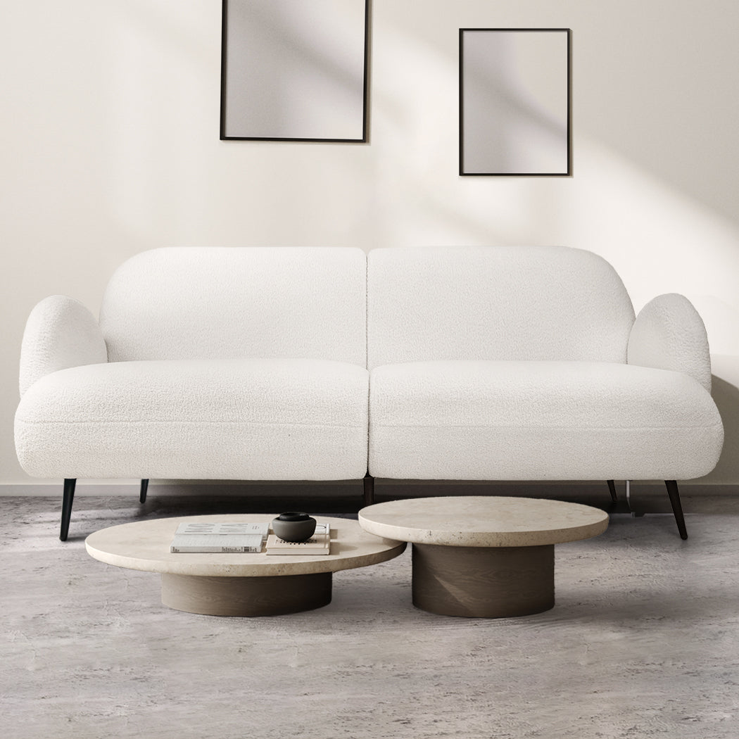 Levede Cloud Sofa 3 Seater Sherpa Fleece White-1910112206943555590